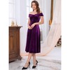 INSPIRE CHIC Women Off Shoulder Velvet High Waist Vintage A-Line Cocktail Evening Dress - 2 of 4