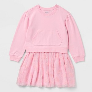 Girls' Adaptive Long Sleeve French Terry Dress - Cat & Jack™ Light Pink - 1 of 4