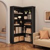 Acekool 72.8" Tall Farmhouse 5-Tier Corner Bookshelf L-Shaped Wooden Display Shelf with Back Panel, Storage Rack for Living Room - 2 of 4