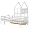 NicBex Twin Size Loft Bed House Shape Pine Bed Frame with Storage Drawer, Low Inclined Ladder and High Guardrail, No Box Spring Required, White - 3 of 4