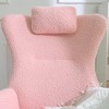 Vynxaria Rocking Chair Nursery, Teddy Upholstered Rocker Glider Chair with High Backrest Comfy Glider Chair, Pink - 4 of 4