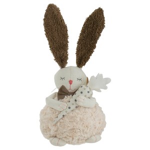 Northlight 14" Beige and Brown Plush Easter Bunny Rabbit Holding a Carrot Spring Figure - 1 of 4