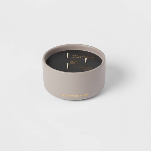 15oz Ceramic Jar 3-Wick Black Label Cedarwood Musk Candle - Threshold™ - image 1 of 4
