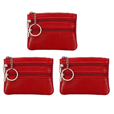 Unique Bargains PU Leather Durable Compact Lightweight Coin Purse Pouch 4.7" x 3.5" 3 Pcs