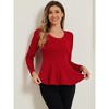 INSPIRE CHIC Women's Long Sleeve Scoop Neck Casual Peplum Shirt - 3 of 4