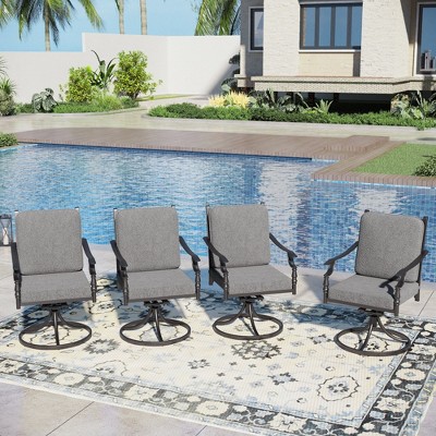 Captiva Designs Outdoor Patio Dining Steel Arm Chairs with Thick Seat and Back Cushions