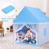 Infans 4.5 FT Kids Play Tent, Large Playhouse w/Washable Mat, Windows, Solid Wood Frame, Indoor Outdoor Tent for Children, Castle Fairy Tent, Blue - 4 of 4