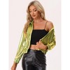 INSPIRE CHIC Women's Holographic Shiny Long Sleeve Metallic Zip Front Track Jacket - 2 of 4