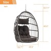 Outdoor Garden Rattan Egg Swing Chair,Hammock Chair With Waterproof Fabric Cushion And Metal Frame,Patio Lounge Hanging Chair-Coolbibila - 4 of 4