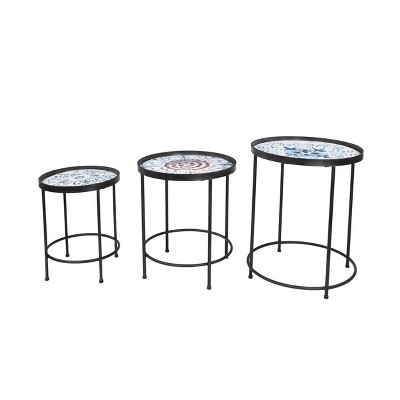 Accent Tables Set Of 3 Nesting Round Iron Framed - Olivia & May