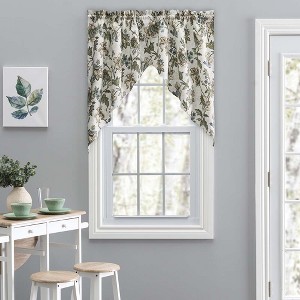 Ellis Curtain Madison Floral Design Printed Natural Ground 1.5" Rod Pocket Tailored Swag 56" x 36" Blue - 1 of 4