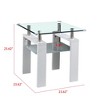 FONTOI End Table Clear Glass Top End Table Modern Metal Frame Square Accent Furniture for Living Room and Bedroom, White, 23.6"*23.6"*23.6" - 4 of 4