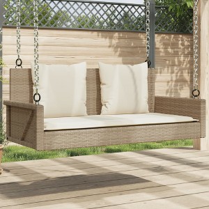 Swing Bench Grey PE rattan, powder-coated steelvidaXL - 1 of 4