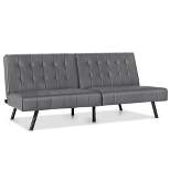 Costway Futon Sofa Bed PU Leather Convertible Folding Couch Sleeper Lounge White/Black/Grey
