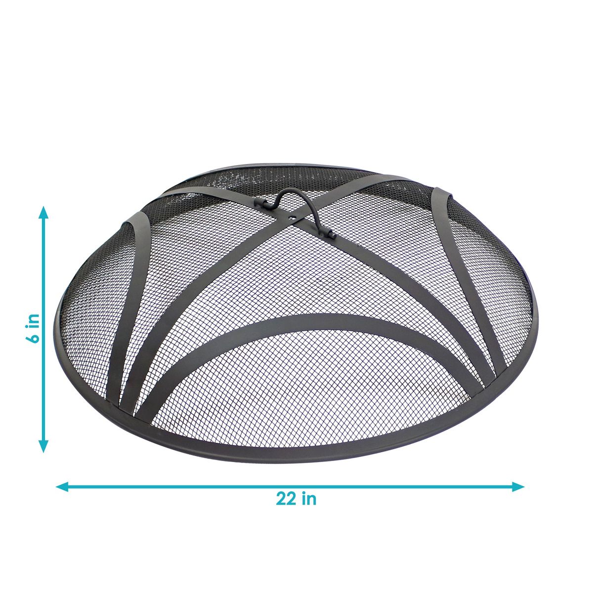 Sunnydaze Outdoor Heavy-Duty Reinforced Steel Round Fire Pit Spark Screen with Ring Handle - Black - thumbnail 3