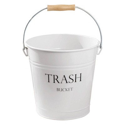 iDESIGN Pail Waste Can White: Desk Organizer & Office Supplies Holder, Wood & Steel, 10.5" Height, Width, Depth