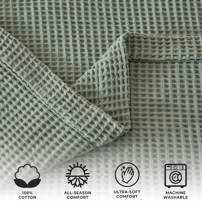 Eucalyptus Waffle Weave Cotton Throw Blanket 50" x 60"