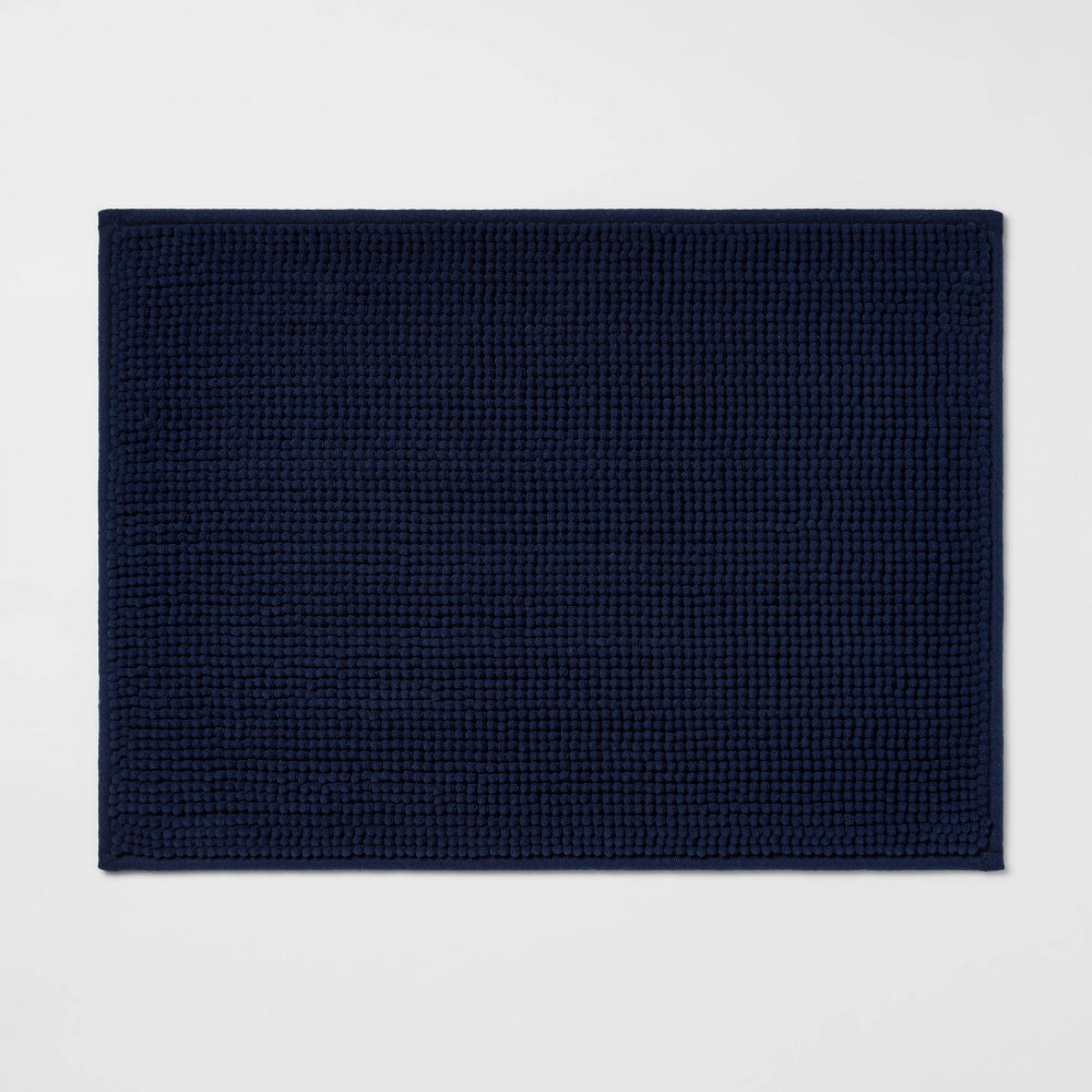 17inx24in Everyday Chenille Bath Rug Navy - Room Essentials™