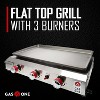 GasOne 3 Burner Flat Top Grill – Auto Ignition Propane Portable Tabletop Gas Grill Premium Stainless Steel Body with Pre Season Griddle and Drip Tray - 3 of 4