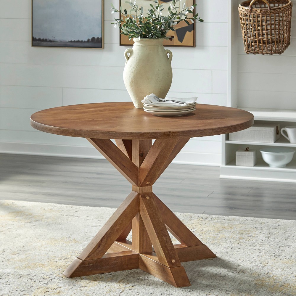 (((( incomplete box 1 of 2))) Charlotte Pedestal Dining Table Driftwood - Buylateral: 45.25" Round, MDF, 4-Seater