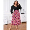 Womens Plus Size Summer Short Sleeve Boho Print Flared Long Dress - 2 of 4