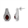 Haus of Brilliance Silver Diamond Accent and 8x6mm Red Oval Garnet Stud Earrings - 3 of 4
