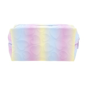 Unique Bargains Pillow Shape Ombre Heart Makeup Bag Purple Yellow 1 Pc - 1 of 3