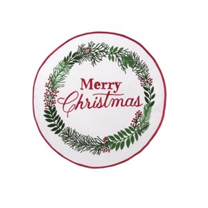 C&F Home Merry Christmas Berry Wreath Round Pillow - 1 of 4