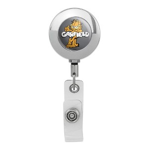 Garfield With Logo Metal Chrome Badge ID Card Holder Clip - 1 of 3