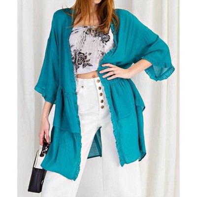 Women's Light Semi Sheer Ruffle Cardigan - Easel