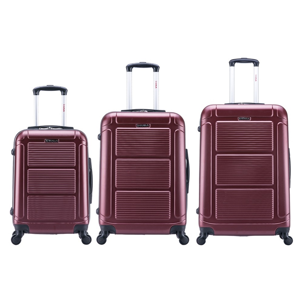 Photos - Luggage InUSA Pilot 3pc Hardside Checked Spinner  Set & 24"& 28" - Wine 