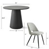 Dwen+Edwin 5-Piece Dining Table Set for 4, 35" Manufactured Black Grain Table and 4 Boucle Chairs Modern Round Dining Room Set-Maison Boucle - 3 of 4