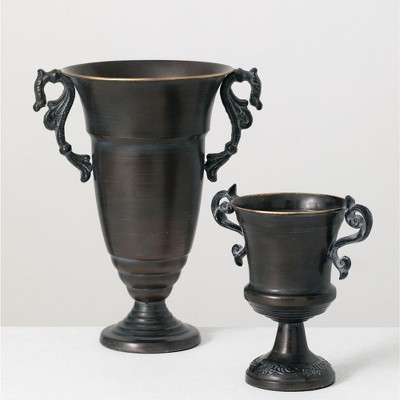 Sullivans Set Of 2 Urn Metal Containers 14.75"H & 9.75"H Black