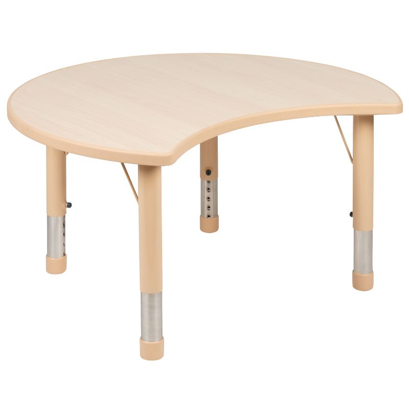 Flash Furniture 25.125"W x 35.5"L Crescent Natural Plastic Height Adjustable Activity Table, 1 of 10