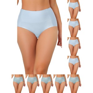 INSPIRE CHIC Women's Tummy Control Unlined High-Waisted Breathable Hipster Underwear 10 Packs - 1 of 4