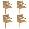 vidaXL Solid Teak Wood Batavia Chairs Set with Taupe Cushions - Outdoor Garden Patio Deck Furniture - 3 of 4