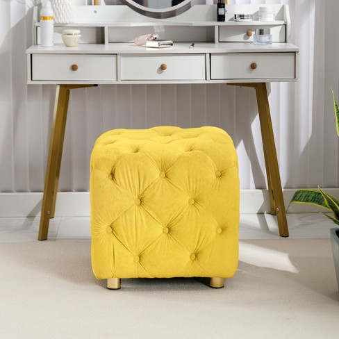 Yellow Modern Velvet Upholstered Ottoman Small Shoe Bench Best Entryway ...