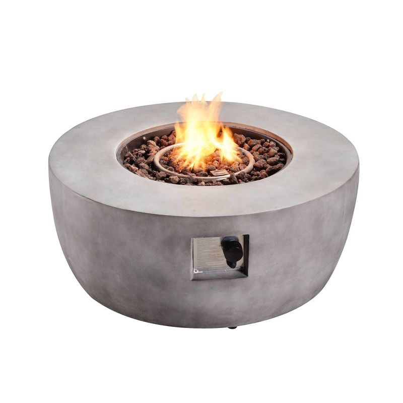 Modern 36&#34; Outdoor Bowl Round Propane Gas Fire Pit with Concrete Base - Teamson Home, 4 of 9