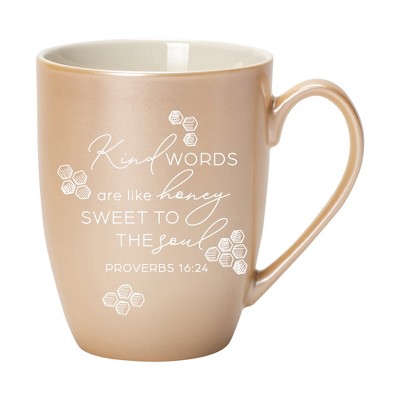 Elanze Designs Kind Words Are Like Honey Sweet To The Soul Pearlescent Sand 10 ounce New Bone China Coffee Cup Mug