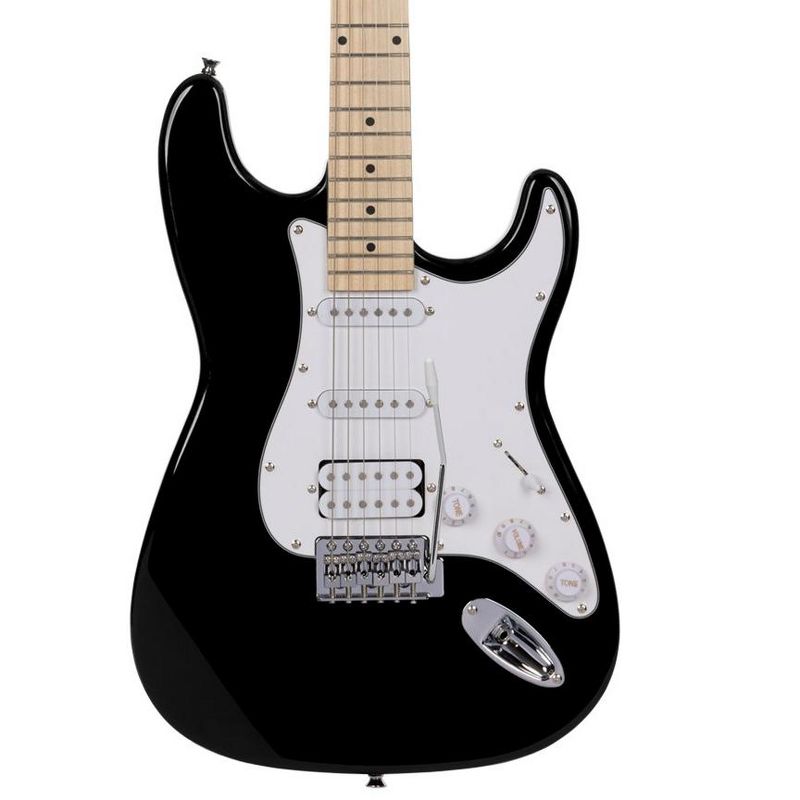 Monoprice Cali Classic HSS Electric Guitar with Gig Bag - Black Body, White Pickguard, Maple Fretboard, Easy to Play - Indio Series, 2 of 7