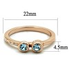 Slickblue Rose Gold Stainless Steel Ring, Sea Blue Synthetic Crystal, Women's Jewelry, Single-Tone, Sizes 5-10 - 2 of 4