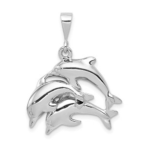 Black Bow Jewelry 14k White Gold Dolphin Pod Pendant - 1 of 4