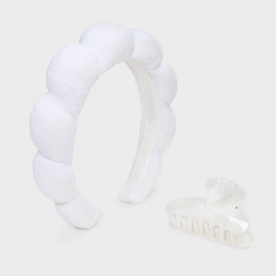 Headband and Claw Hair Clip Set 2pc - A New Day™ Ivory