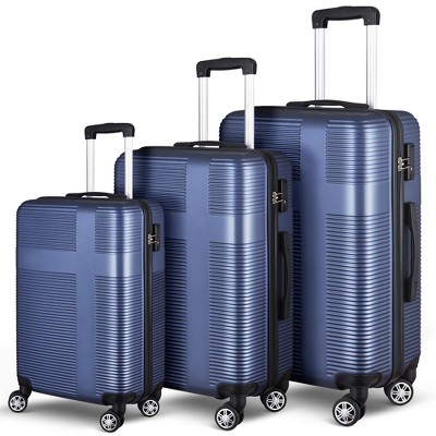 3 Piece Luggage Set With TSA Lock, Lightweight Cross Stripe Suitcase Hardshell Luggage Set (20in/24in/28in)