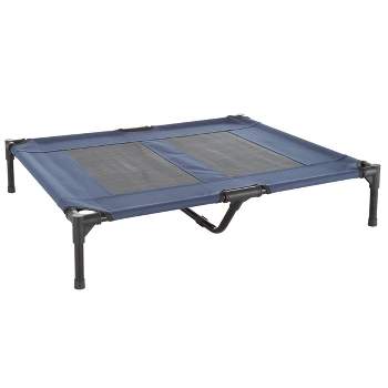 Elevated Dog Bed - 36x29.75-Inch Portable Pet Bed with Non-Slip Feet - Indoor/Outdoor Dog Cot or Puppy Bed for Pets up to 80lbs by PETMAKER (Blue)