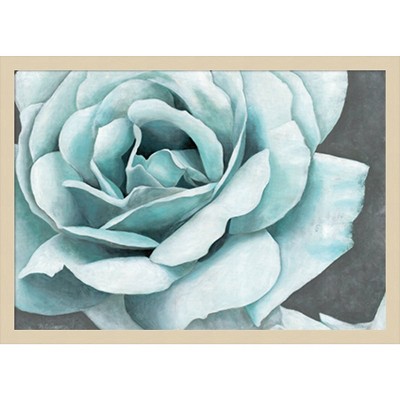Svelte Natural Framed Blue Rose Bloom Graphic Art Print