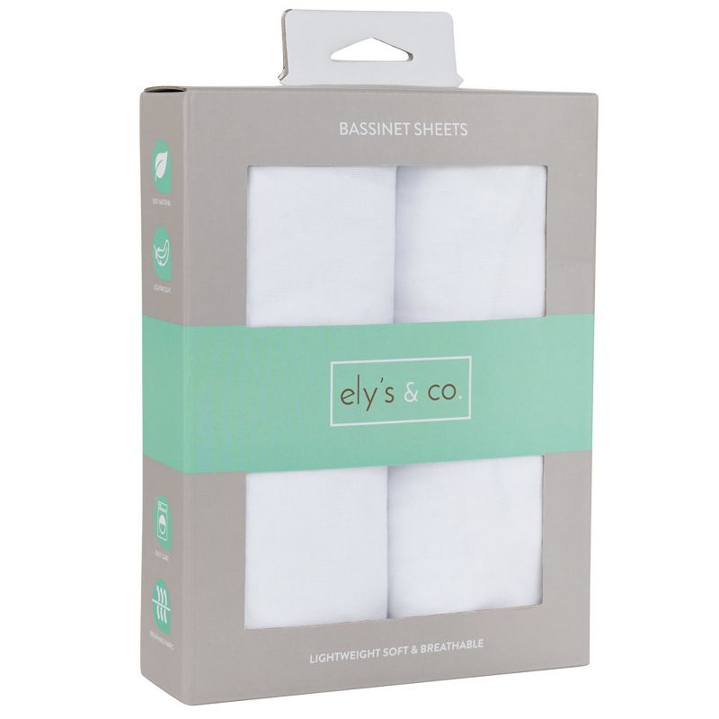 Ely's & Co. Baby Fitted Bassinet  Sheet   100% Combed Jersey Cotton  2 Packs Gender Neutral, 2 of 6