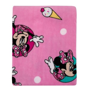 NoJo Disney Minnie Mouse Let's Party Pink, Lavender, and Yellow Balloons, Ice-cream Cones, Cupcakes, and Confetti Super Soft Toddler Blanket - 1 of 4