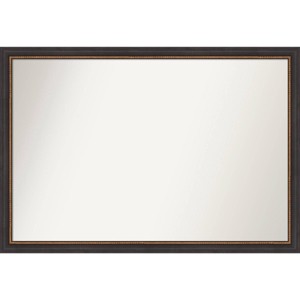 39" x 27" Non-Beveled Ashton Black Wood Wall Mirror - Amanti Art: Modern Rectangular, Includes Mount Hardware - 1 of 4
