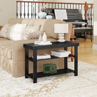 VYNXARIA Bamboo Shoe Bench - 3 - Tier, Adjustable Shelves, Cushioned, Ideal for Entryway & More